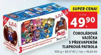 Lidl Čokoládová vajíčka s překvapením tlapková patrola, 3x 20 g nabídka
