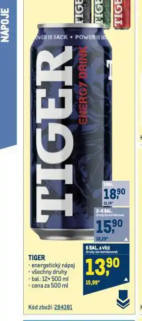 Makro Tiger energy drink nabídka