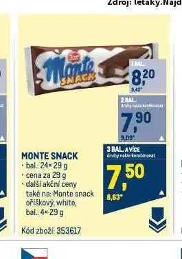 Makro Monte snack nabídka