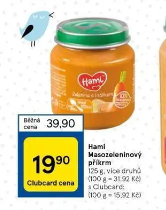 Tesco Hami masozeleninový příkrm nabídka