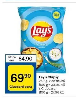 Tesco Lay´s chipsy nabídka