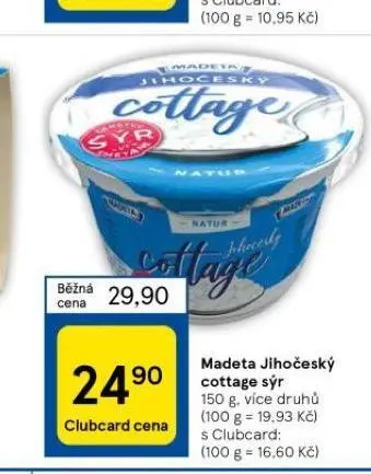 Tesco Madeta jihočeský cottage sýr nabídka