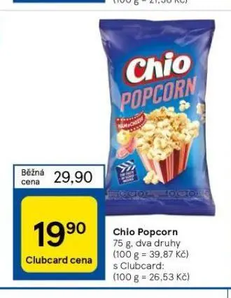 Tesco Chio popcorn nabídka