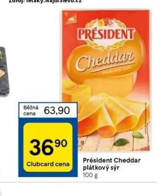 Tesco Président cheddar plátkový sýr nabídka