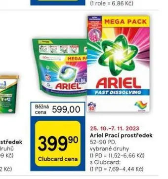 Tesco Ariel prací prostředek nabídka