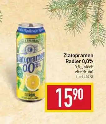Billa Zlatopramen radler 0,0% 0,5 l, plech nabídka