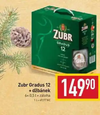 Billa Zubr gradus 12 + džbánek 6x 0,5 l nabídka