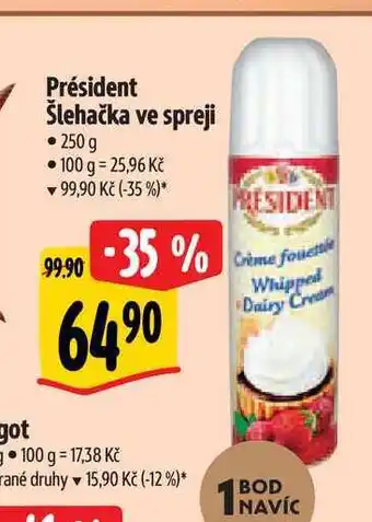 Albert Président šlehačka ve spreji • 250 g nabídka