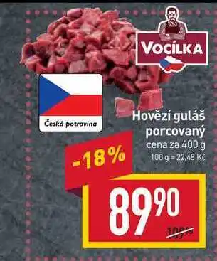 Billa Hovězí guláš porcovaný cena za 400 g nabídka