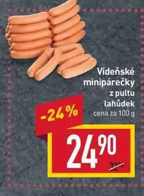 Billa Vídeňské minipárečky z pultu lahůdek cena za 100 g nabídka