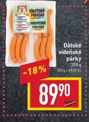 Billa Dětské vídeňské párky 300 g nabídka