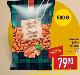 Billa Mandle jádra natural 500 g nabídka