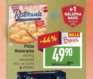 Billa Pizza ristorante nabídka