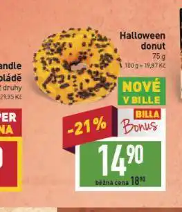 Billa Halloween donut nabídka
