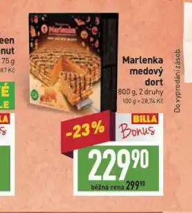 Billa Marlenka medový dort nabídka
