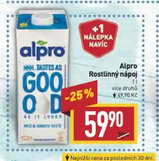 Billa Alpro rostlinný nápoj nabídka