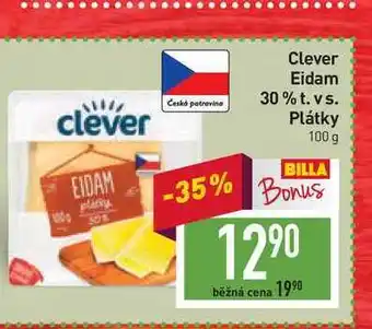 Billa Clever eidam 30 % t. vs. plátky 100 g nabídka