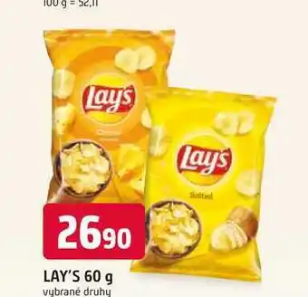 Trefa Lay's chips 60g, vybrané druhy nabídka