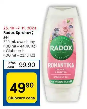 Tesco Radox sprchový gel 225 ml nabídka