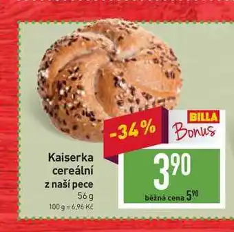 Billa Kaiserka cereální z naší pece 56 g nabídka