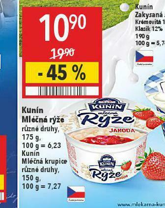 Globus Kunín mléčná rýže nabídka