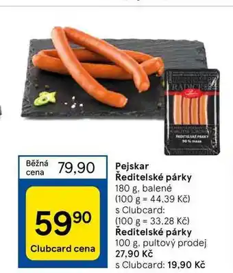 Tesco Pejskar ředitelské párky 180 g nabídka