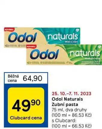 Tesco Odol naturals zubní pasta 75 ml nabídka