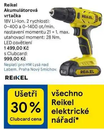 Tesco Reikel akumulátorová vrtačka nabídka