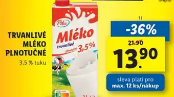 Lidl TRVANLIVÉ MLÉKO PLNOTUČNÉ nabídka