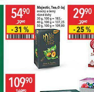 Globus Majestic tea2o čaj nabídka