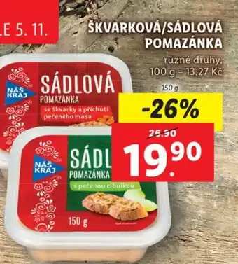 Lidl ŠKVARKOVÁ/SÁDLOVÁ POMAZÁNKA nabídka