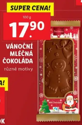 Lidl VÁNOČNÍ MLÉČNÁ ČOKOLÁDA nabídka