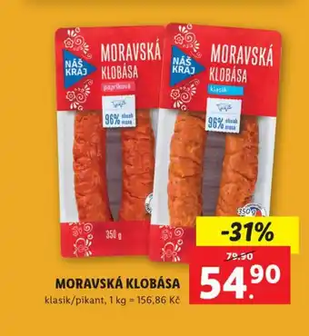 Lidl MORAVSKÁ KLOBÁSA nabídka