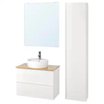 IKEA Godmorgon/tolken / törnviken koupelnový nábytek, sada 6 ks, lesklá bílá/bambus baterie dalskär, 82 cm nabídka