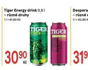 Žabka Tiger energy drink nabídka