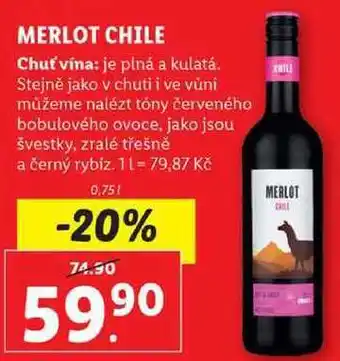 Lidl Merlot chile, 0,75 l nabídka