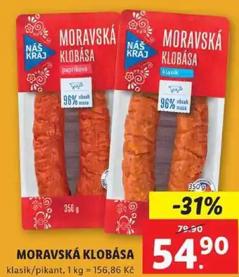 Lidl Moravská klobása, 350 g nabídka