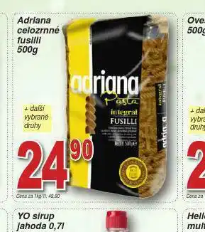 Lidl Adriana celozrnné fusilli nabídka