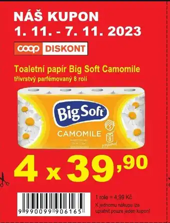 COOP DISKONT Toaletní papír Big Soft Camomile nabídka