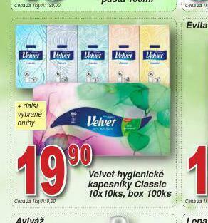 Lidl Velvet hygienické kapesníky nabídka
