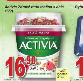 Lidl Activia zdravé ráno malina s chia nabídka
