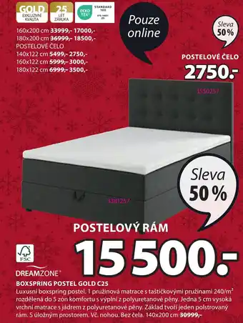 JYSK BOXSPRING POSTEL GOLD C25 nabídka