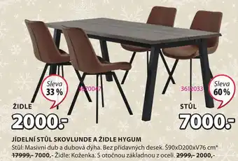 JYSK JÍDELNÍ STŮL SKOVLUNDE A ŽIDLE HYGUM nabídka