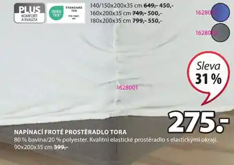 JYSK NAPÍNACÍ FROTÉ PROSTĚRADLO TORA nabídka