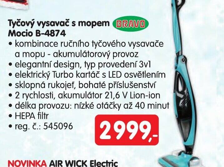 Mega Tyčový vysavač s mopem Mocio B-4874 nabídka