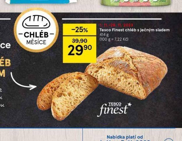 Tesco Tesco finest chléb s ječným sladem nabídka