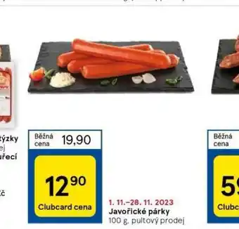 Tesco Javořické párky nabídka