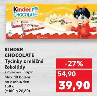 Kaufland KINDER CHOCOLATE Tyčinky z mléčné čokolády nabídka