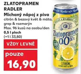 Kaufland ZLATOPRAMEN RADLER Míchaný nápoj z piva nabídka