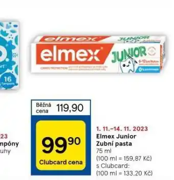 Tesco Elmex junior zubní pasta nabídka